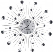Clock Wall Esperanza BOSTON  EHC002 Grey,  50 cm, decorated with diamonds (acrylic glass), Aluminium clock surface, Quiet movement, hook for easy installation, Power: 1x AA battery (not included)