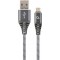 Cable USB2.0/Micro-USB Premium cotton braided - 2m - Cablexpert CC-USB2B-AMmBM-2M-WB2, Spacegrey/White, USB 2.0 A-plug to Micro-USB plug, blister