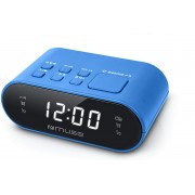 Dual Alarm Clock Radio Muse M-10 BLUE, 0.6 inch white LED Display, Dimmer (High /Low/Off), PLL Radio with 20 FM preset stations, Wake up by Radio or Buzzer, Snooze, Sleep, AC 230V, Battery backup: 3V  2?1.5V AAA (not included), 45x70x120mm