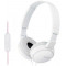 Headphones SONY MDR-ZX110AP, Mic on cable, 4pin 3.5mm jack L-shaped, Cable: 1.2m, White