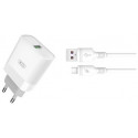 Wall Charger XO + Micro-USB Cable, 1USB, Q.C3.0 15W, L63, White