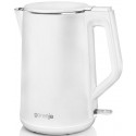 Kettle Gorenje K15DWW, Stainless steel, 2200W, 1,5L, concealed heating element, 360° swivel base, white