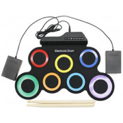 HELMET Roll Drum with Built-in Speakers, 7 pads Electronic, Rainbow Color