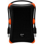 2.5" External HDD 1.0TB (USB3.1)  Silicon Power Armor A30, Black/Orange, Rubber + Plastic, Military-Grade Protection MIL-STD 810G, Internal silica gel suspension system and external silica gel bubbles keeps your hard drive safe from drops and bumps