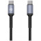 Cablu Tellur Type-C to Type-C,3A, PD60W, 2m, nailon, negru TLL155421