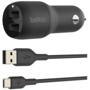 Belkin Car Charger 24W Dual USB-A, USB-A - USB-C, 1m, black