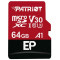 64GB microSD Class10 UHS-I A1 (V30) + SD adapter Patriot EP Series microSD, Read: 90Mb/s, Write: 80Mb/s