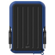2.5" External HDD 2.0TB (USB3.2)  Silicon Power Armor A66, Black/Blue, Rubber + Plastic, Military-Grade Protection MIL-STD 810G, IPX4 waterproof, Advanced internal suspension system keeps the hard drive safe from drops and bumps