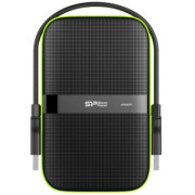 2.5" External HDD 1.0TB (USB3.1)  Silicon Power Armor A60, Black, Rubber + Plastic, Military-Grade Protection MIL-STD 810G, IPX4 waterproof, Advanced internal suspension system keeps the hard drive safe from drops and bumps