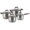 Pot Set Rondell RDS-824, Set, 8 pcs, pot 2.3L/ 18cm, 3.3L/ 20cm, 5.6L/ 24cm with lid, ladle 1.7L/16cm, Bojole, stainless steel