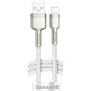 Cable USB - Lightning, 2.4A, 2m, Baseus Cafule Metal White  CALJK-B02