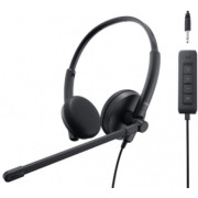 Dell Stereo Headset WH1022 (520-AAVV), USB -A / 3.5mm Stereo Jack Connetctivity Noise-Canceling Mic, Adjustable Mic 150 Hz–7 kHz, LED Lights Call Indicator, Sound/Mic Mute, Volume +/-, Cable Length 2.9m, Earpad Material Leatherette.