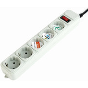 Surge  Protector Gembird SPG3-B-10C, 5 Sockets, 3m, up to 250V AC, 16 A, safety class IP20, Grey