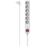 Hama 223155 Power Strip, 6-Way, Overvoltage Protection, Switch, 3 m, white