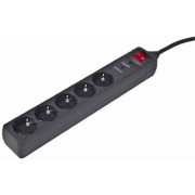 Surge  Protector Gembird with USB charger, 5 sockets, 1.5 m, up to 250V AC, 16 A, USB 2A, black