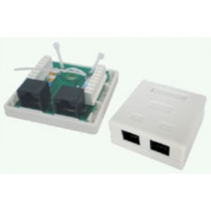 2xRJ45 Surface Box 2 port UTP Cat.5e  PCB jack, LY-SB08