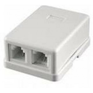 1xRJ45+1xRJ11 Surface Box 2 port UTP Cat.5e  PCB jack