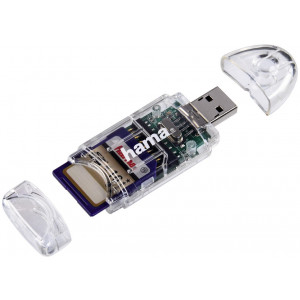 Hama 91092 8in1 USB 2.0 SD/MicroSD Card Reader, transparent