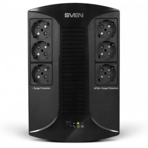 SVEN UP-L1000E, Line-interactive UPS with AVR, 1000VA /510W, 6 x Schuko outlets (3 backed up, all 6 surge protected), LED status indication,Black