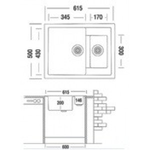 Кухонная мойка Montebella 615 x 500/15 мм