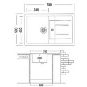 Кухонная мойка Montebella 780 x 500/15 мм 