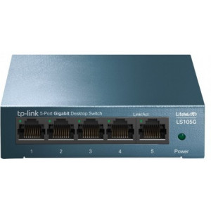 TP-LINK LS105G 5-port Gigabit Switch, 5 10/100/1000M RJ45 ports, steel case, LiteWave, Green Technology