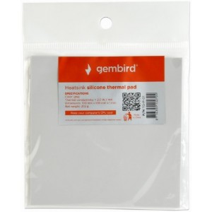 Heatsink Silicone Thermal pad Gembird TG-P-01, 100 x 100 x 1 mm, Operation Temperature: -40 ~ 250° C, Grey