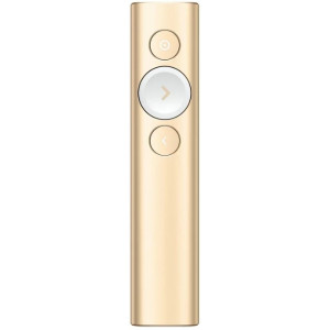 "Presenter Logitech Spotlight, 3 buttons, Range: 30m, Bluetooth/2.4 Ghz, 85 mAh, Gold
, P/N 910-004862 - https://www.logitech.com/ru-ru/product/spotlight-presentation-remote/page/spotlight-features"