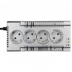 SVEN VR-F1500, 500W, Automatic Voltage Regulator, 4x Schuko outlets, Input voltage: 180-285V, Output voltage: 230V ± 10%, input and output voltage digital indicator on the front panel, Power supply delay function, metal body