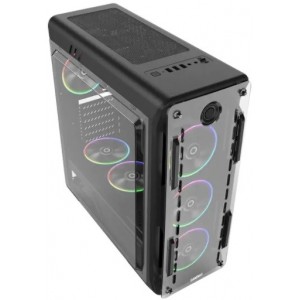 Case ATX GAMEMAX Optical, w/o PSU, 4x120mm ARGB  fans, Fan controller, Transparent, USB3.0, Black