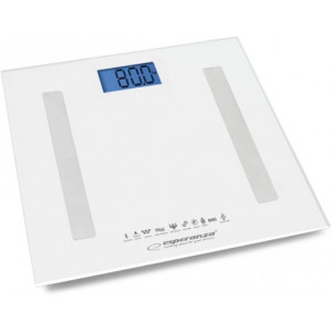Bluetooth Scale Esperanza 8in1 EBS016W  White, measurement:  body weight [kg], body fat content [%], water content in the body [%], muscle weight [kg], bone weight [kg], visceral fat index, body mass index (BMI), identification of the optimal calorie inta