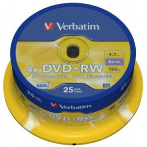 Verbatim DataLifePlus DVD+RW SERL4.7GB 4X MATT SILVER SURFAC - Spindle 25pcs.