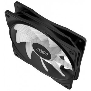 120mm Case Fan  - DEEPCOOL RF120W White LED Fans, 120x120x25mm, 500-1500rpm, 21.9dBa, 48.9 CFM, 3-pin & 4-pin Peripheral