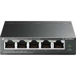 TP-LINK TL-SG1005LP, 5-Port Gigabit Desktop PoE Switch, 5 Gigabit RJ45 ports including 4 PoE ports, 40W PoE Power supply, steel case