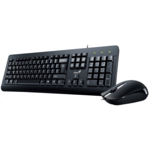 Keyboard & Mouse Genius KM-160, Spill resistant, Laser Engraving, Black, USB