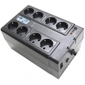 UPS PowerCom CUB-850E 850VA/510W LCD, AVR, USB-B, RJ45/RJ11, 8*Schuko