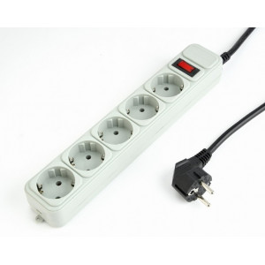 Gembird Surge Protector SPG3-B-15C, 5 Sockets, 4.5m, up to 250V AC, 16 A, safety class IP20, Grey