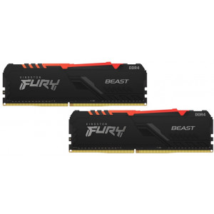 16GB (Kit of 2*8GB) DDR4-3200 Kingston FURY® Beast DDR4 RGB, PC25600, CL16, 1.35V, Auto-overclocking, Asymmetric BLACK low-profile heat spreader, Dynamic RGB effects featuring Kingston FURY Infrared Sync, Intel XMP Ready (Extreme Memory Profiles)