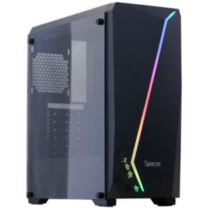 Case SPACER - gaming, Middle Tower, ATX, FLASH, fara sursa, sticlasecurizata, USB 2.0 x 2, USB 3.0 x 1, PSU shroud, black SPCS-GC-FLASH