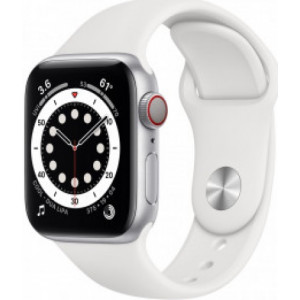 Смарт часы Apple Watch Series 6 40mm M06M3 GPS + LTE Silver Aluminum Case with White Sport Band