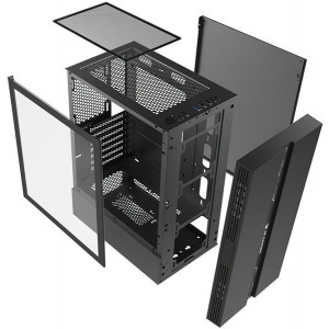 2E GAMING Computer case RUNA (G2107) MidT, 2xUSB2.0, 1xUSB3.0,1x120mm ARGB+ ARGB strip,TG (side panel),without PSU,black