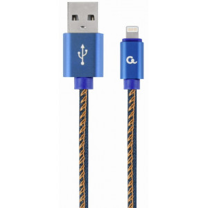 Cablexpert CC-USB2J-AMLM-1M-BL, Blue, cable USB2.0/8-pin (Lightning) Premium Jeans - 1m, USB 2.0 A-plug to 8-pin plug, blister