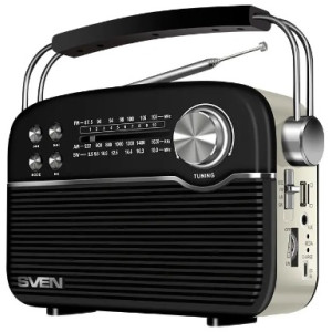 Speakers SVEN Tuner SRP-500 Black 3W, Bluetooth, FM/AM/SW, USB, microSD, AUX, battery