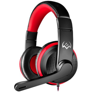 SVEN AP-G112MV, Gaming Headphones with microphone, 2*3.5 mm (3 pin) stereo mini-jack, Fabric cable 1.8m, Black-Red