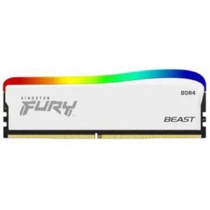 16GB DDR4-3200  Kingston FURY® Beast DDR4 RGB Special Edition, PC25600, CL16, 1.35V, Auto-overclocking, Asymmetric WHITE heat spreader, Dynamic RGB effects featuring Kingston FURY Infrared Sync technology, Intel XMP Ready (Extreme Memory Profiles)