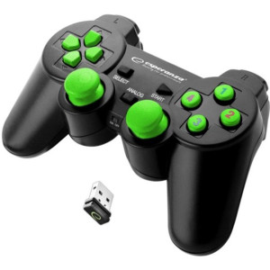 Gamepad Wireless Esperanza GLADIATOR EGG108G  Green, vibration Game Pad, 16 buttons, 2 sticks, Ergonomic design, 2 modes (analog and digital), Soft sw