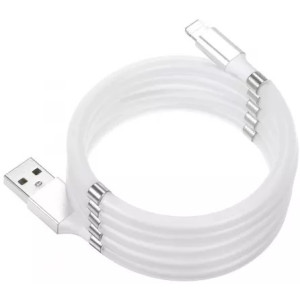 Helmet Cable USB to Lightning With Magnetic Organizer 1m, White 