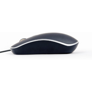 Mouse Gembird MUS-4B-06-BS, 800-1200 dpi, 4 buttons, Ambidextrous, 1.35m, Black/Silver, USB