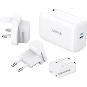 USB Charger Anker PowerPort III Pod 65W, USB-C, PowerIQ 3.0, PPS, 3 travel plugs included (US/UK/EU), white