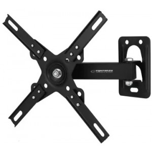 Esperanza TV-Wall Mount HORUS ERW011 for 12-50", Max load 20kg, Vesa 75x75-200x200mm, Distance of TV from wall: 55-220mm, Tilt adjustment up to 25°, Horizontal rotation angle adjustment up to 180°, Rotation around the axis 360°, level included, Weight: 58